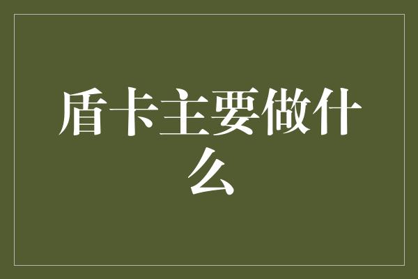 盾卡主要做什么