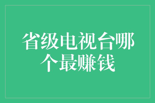 省级电视台哪个最赚钱