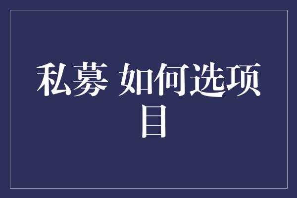 私募 如何选项目