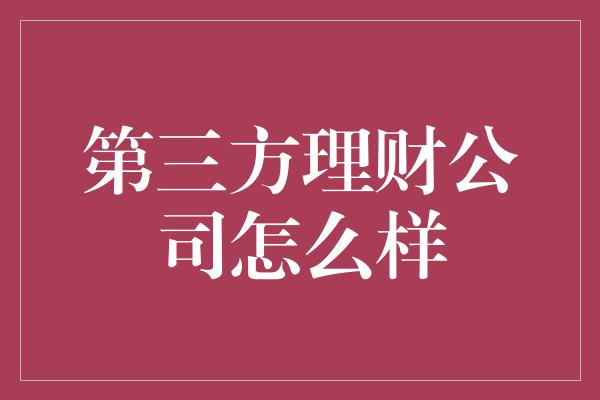 第三方理财公司怎么样