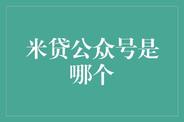 米贷公众号是哪个