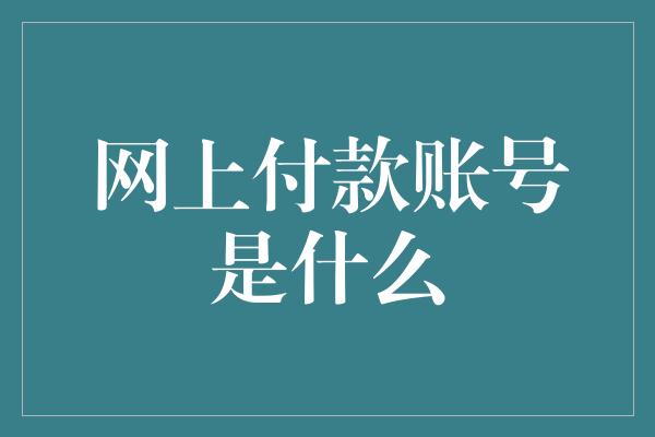 网上付款账号是什么