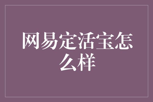 网易定活宝怎么样