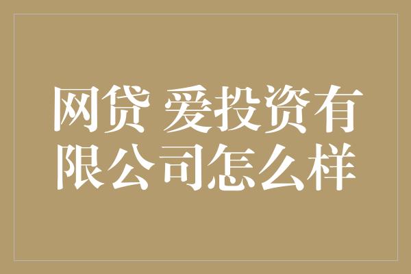 网贷 爱投资有限公司怎么样