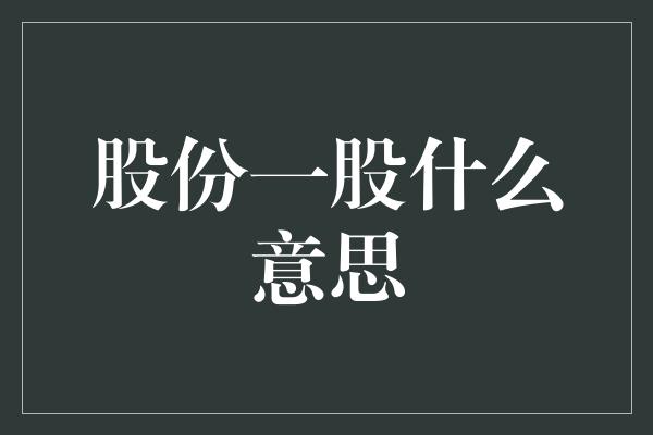 股份一股什么意思