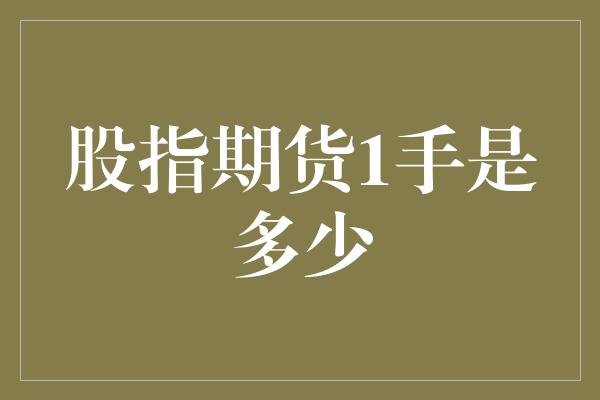 股指期货1手是多少