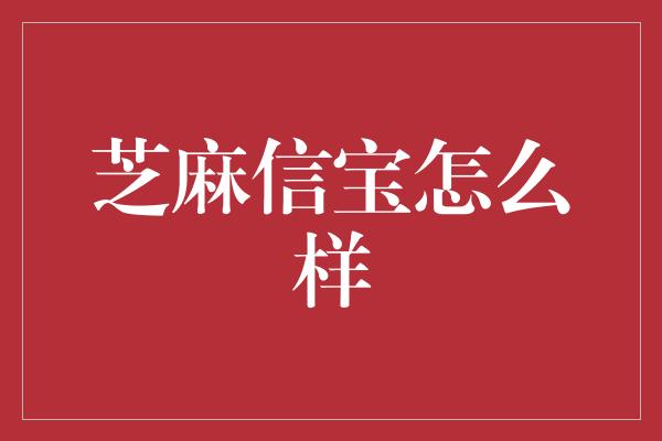 芝麻信宝怎么样