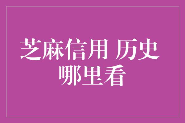 芝麻信用 历史 哪里看