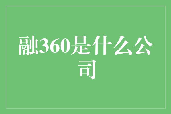 融360是什么公司