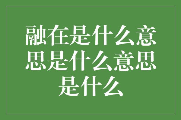 融在是什么意思是什么意思是什么