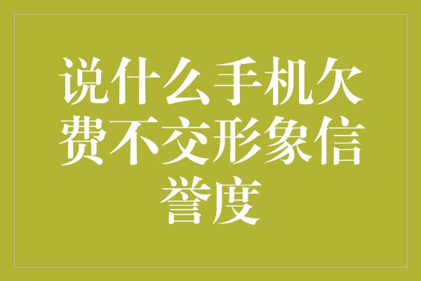 说什么手机欠费不交形象信誉度