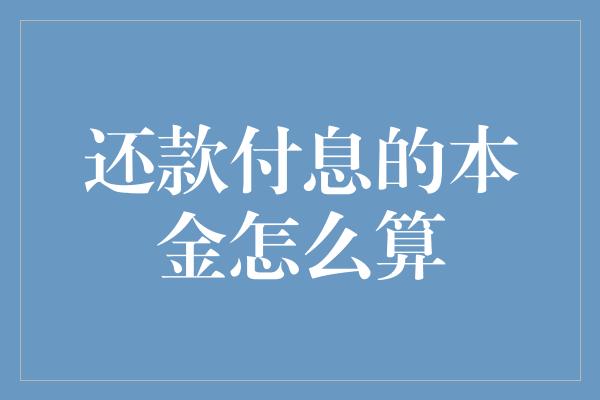 还款付息的本金怎么算