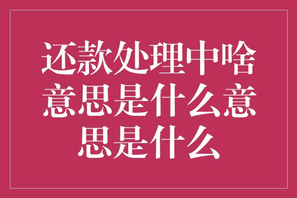 还款处理中啥意思是什么意思是什么