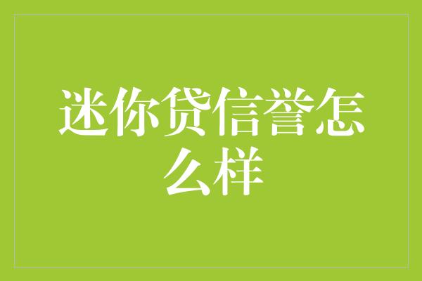 迷你贷信誉怎么样