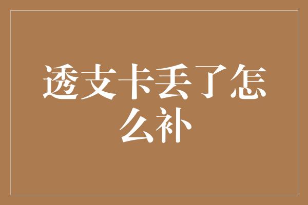 透支卡丢了怎么补