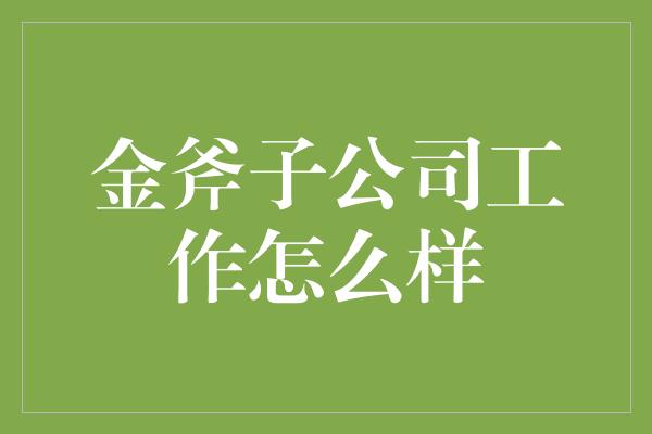 金斧子公司工作怎么样