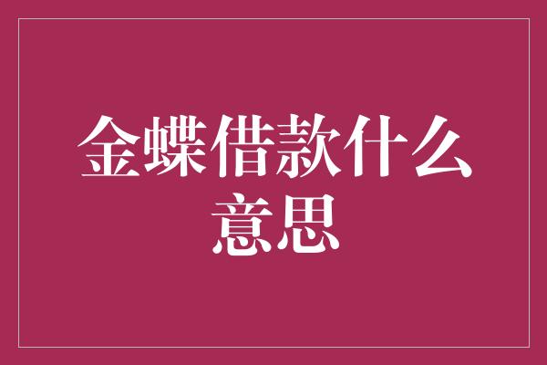 金蝶借款什么意思