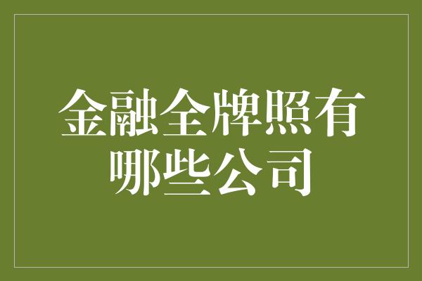 金融全牌照有哪些公司