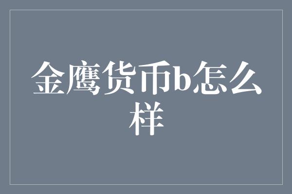 金鹰货币b怎么样