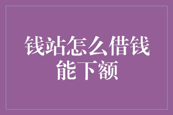 钱站怎么借钱能下额