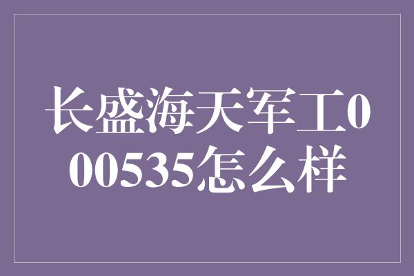 长盛海天军工000535怎么样