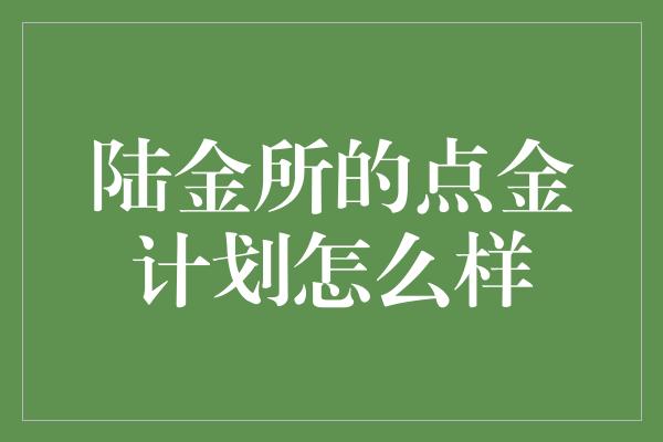 陆金所的点金计划怎么样