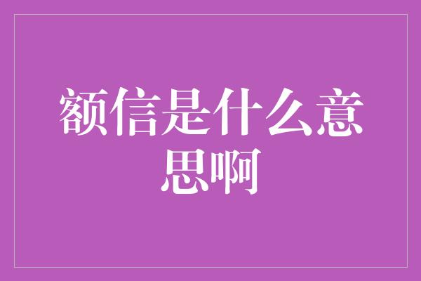 额信是什么意思啊