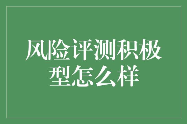 风险评测积极型怎么样