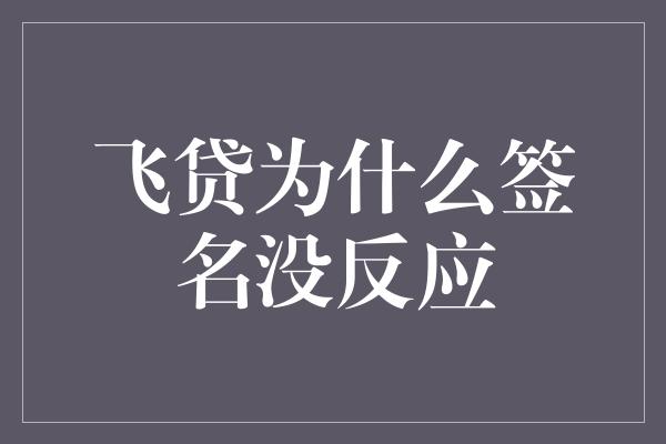 飞贷为什么签名没反应