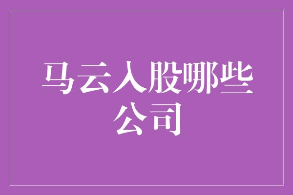 马云入股哪些公司