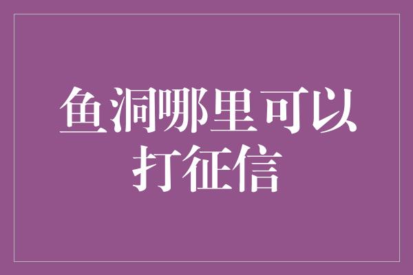 鱼洞哪里可以打征信