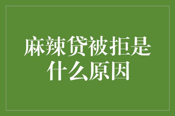 麻辣贷被拒是什么原因