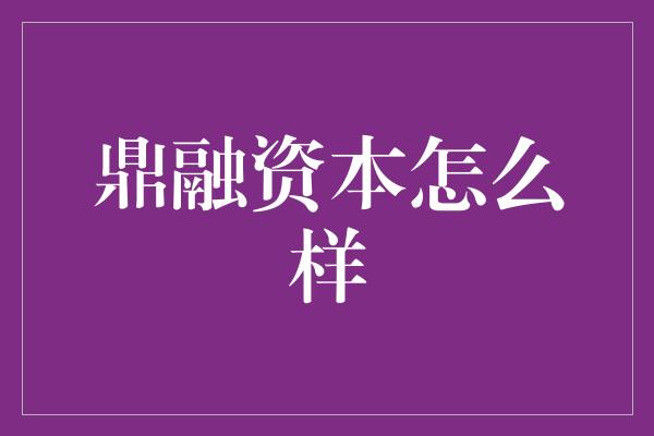 鼎融资本怎么样