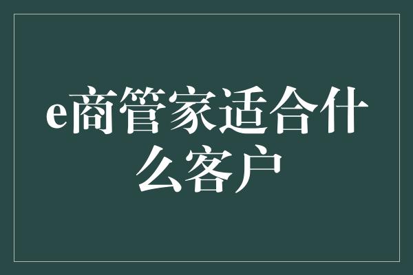 e商管家适合什么客户