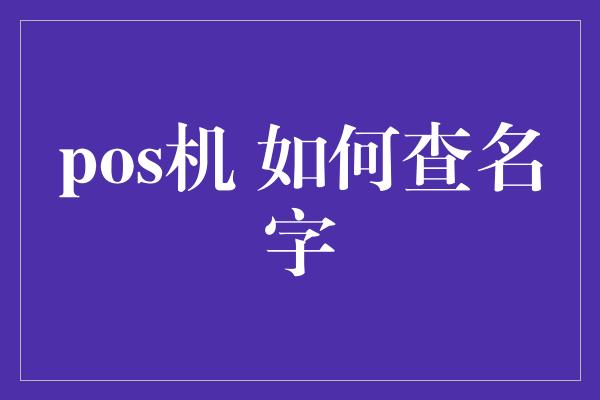 pos机 如何查名字