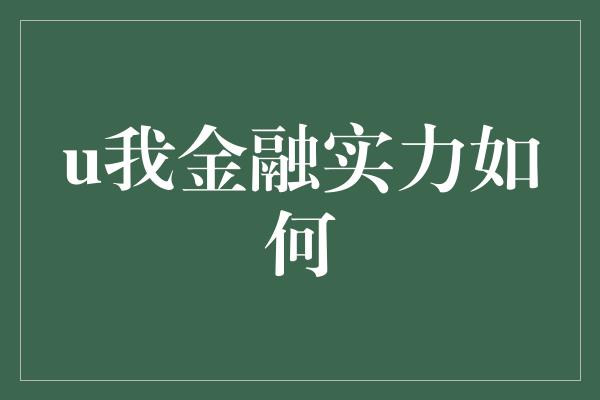 u我金融实力如何